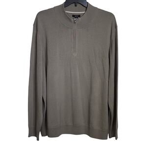 Alfani Men's Long-Sleeve Half-Zip Merino Sweater, Willow Wood Ash 3XL $85